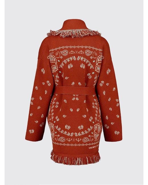 Alanui Red Bandana Pattern Robe Cardigan