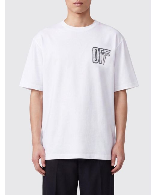 Off-White c/o Virgil Abloh White Cotton T-Shirt With Contrasting Logo And Arrow Print for men