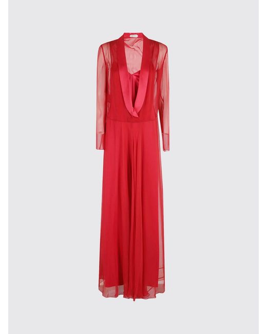 Alberta Ferretti Red Long Sleeve Dress
