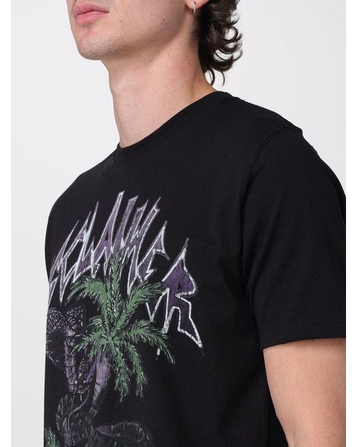 DISCLAIMER Black Cotton T-Shirt With Graphic Graffiti Print for men