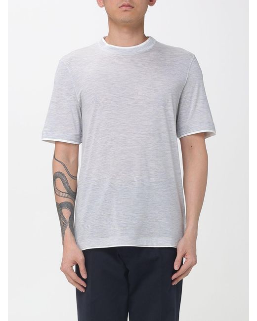 Brunello Cucinelli Gray Basic Cotton And Silk T-Shirt for men