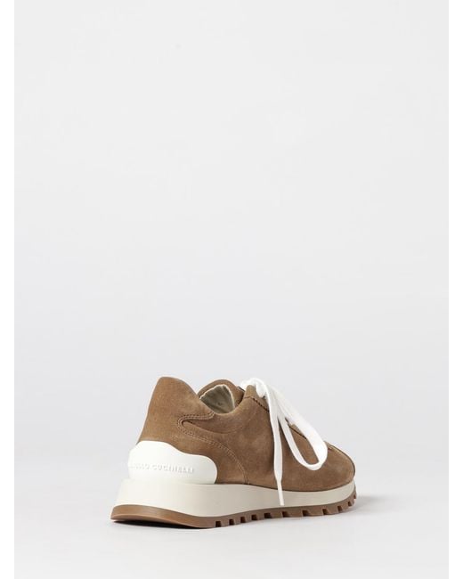 Brunello Cucinelli White Suede Sneakers With Monile Detail