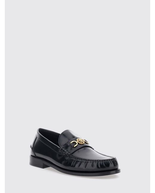 Versace White Medusa '95 Brushed Leather Penny Loafers With Metallic Logo for men