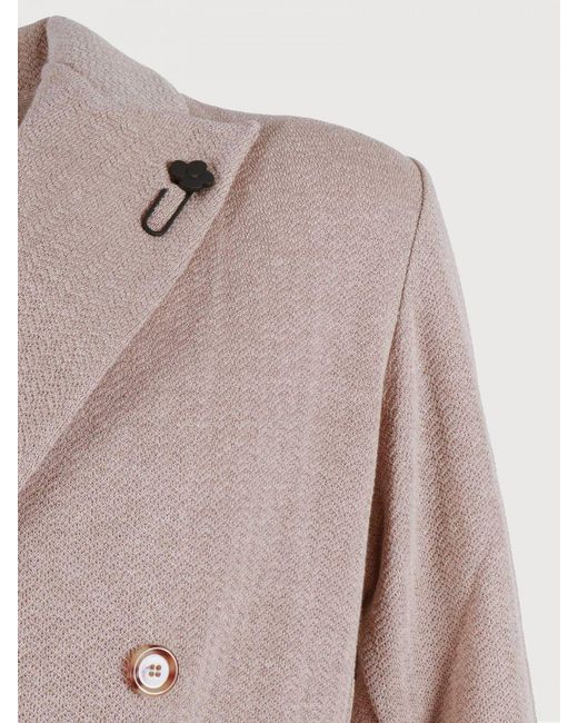 Lardini Natural Double-Breasted Cotton Blazer for men