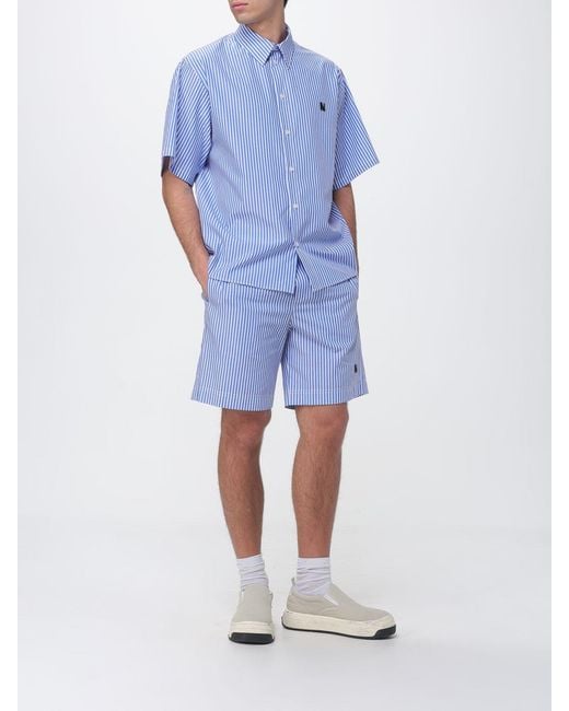 MSGM Blue Casual Striped Cotton Shirt for men