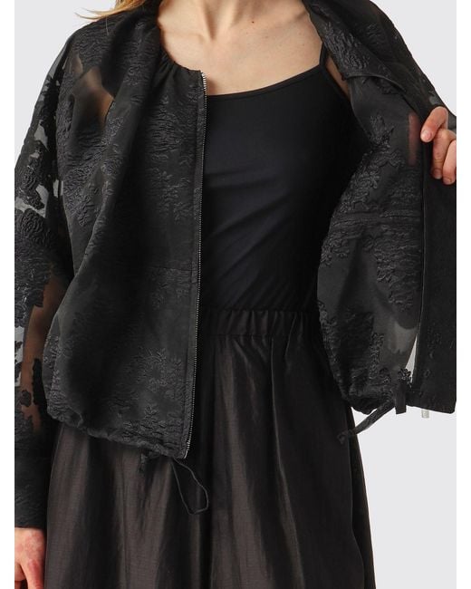 MEIMEIJ Black Embroidered Fil Coupe Jacquard Bomber Jacket