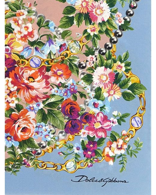 Dolce & Gabbana White Dolce &Amp Gabbana Silk Scarf With Floral Print