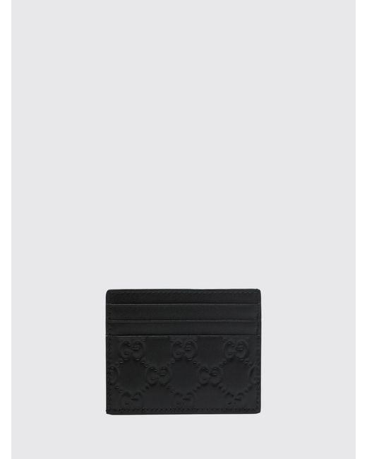 Gucci White Gg Emblem Embossed Leather Card Holder for men