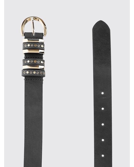 Pinko Gray Leather Belt With Mini Studs
