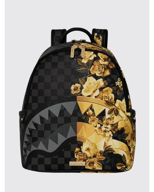Sprayground Black Floral Remix Savage Backpack With Floral And Check Print for men
