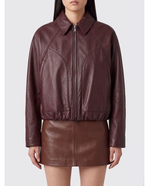 Brunello Cucinelli Brown Calfskin Leather Bomber Jacket With Classic Collar