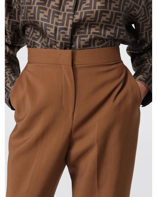 Fendi Brown Wool Blend Flared Trousers