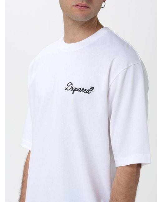 DSquared² White Cotton T-Shirt With Logo for men