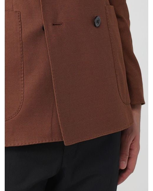 Boglioli Brown Cotton Blend Double-Breasted Blazer for men
