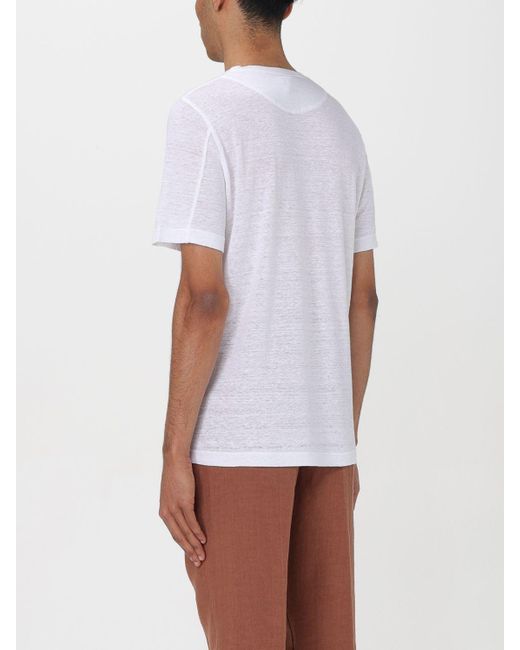 T-shirt basic di 120% Lino in White da Uomo