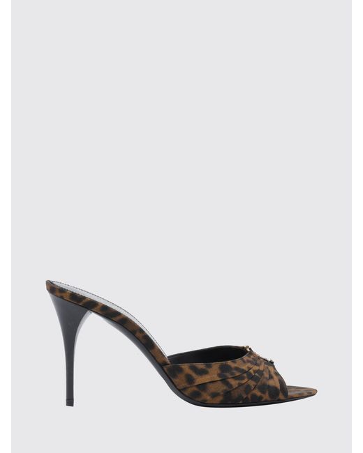 Saint Laurent Natural Babylone Animalier Satin High-Heel Mules