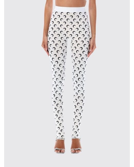 MARINE SERRE White Printed Stretch Technical Fabric Leggings