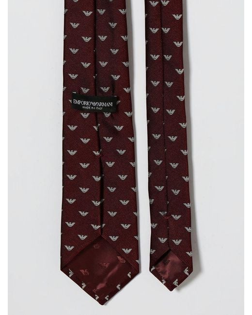Emporio Armani White Silk Tie With Monogram for men