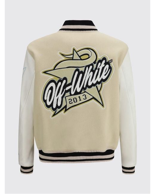 Off-White c/o Virgil Abloh Natural Wool Blend Varsity Jacket for men