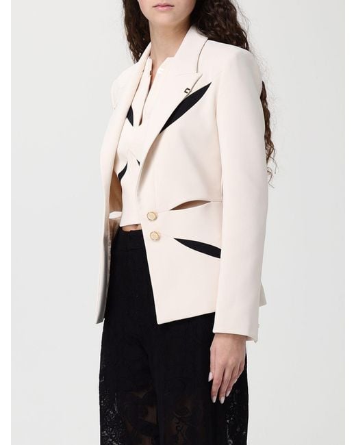 Elisabetta Franchi Natural Cut-Out Crêpe Single-Breasted Blazer