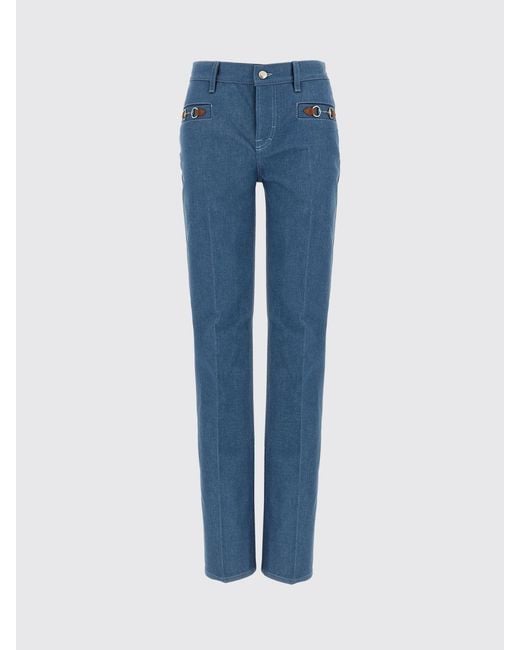 Vaqueros Slim Fit De Denim Con Horsebit Gucci de hombre de color Blue