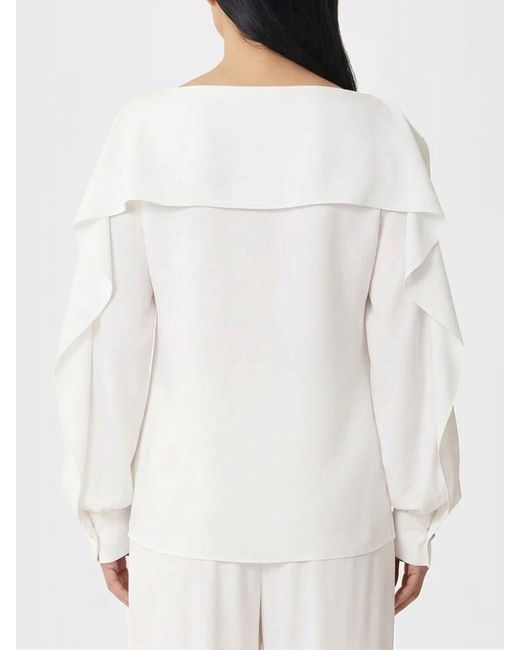 Lanvin White Silk Blend Blouse With Ruffles