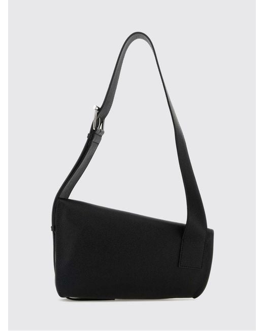 McQueen Black Sling T-Bar Asymmetric Calf Leather Shoulder Bag for men