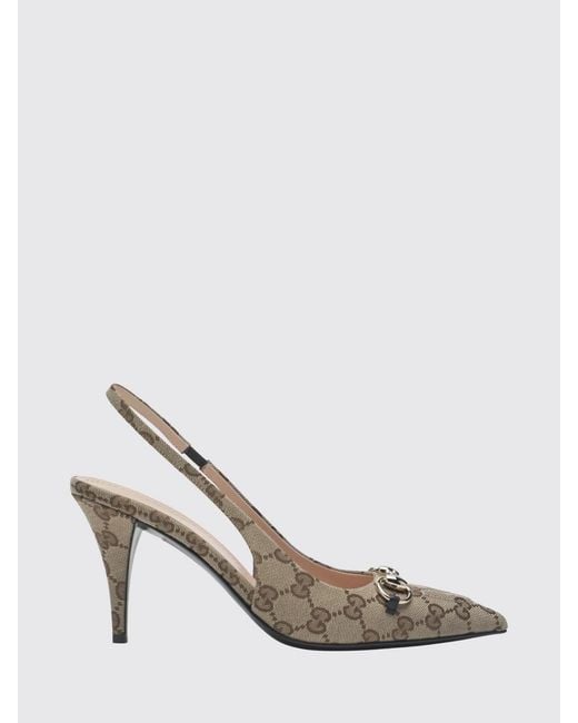 Gucci White Gg Jacquard Monogram Canvas Slingback