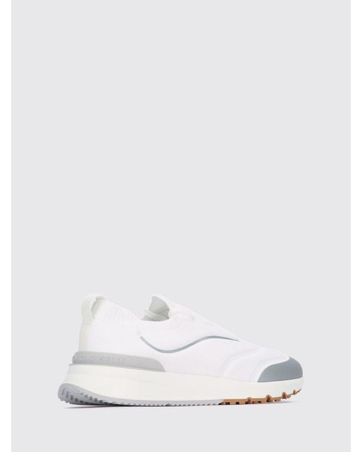 Brunello Cucinelli White Knit Low-Top Sneakers for men