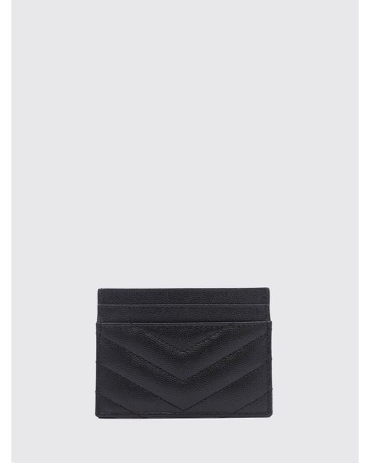 Saint Laurent White Cassandre Kreditkartenetui Aus Grain De Poudre Leder