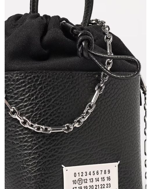 Maison Margiela Black 5Ac Bucket Grained Leather And Canvas Bag