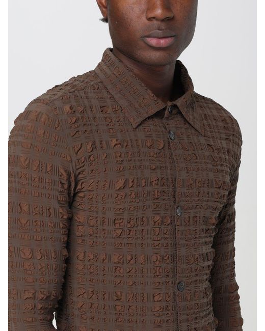 Camicia in cotone increspato di Nanushka in Brown da Uomo