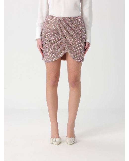 Self-Portrait Pink Mini Skirt With Embedded Rhinestones