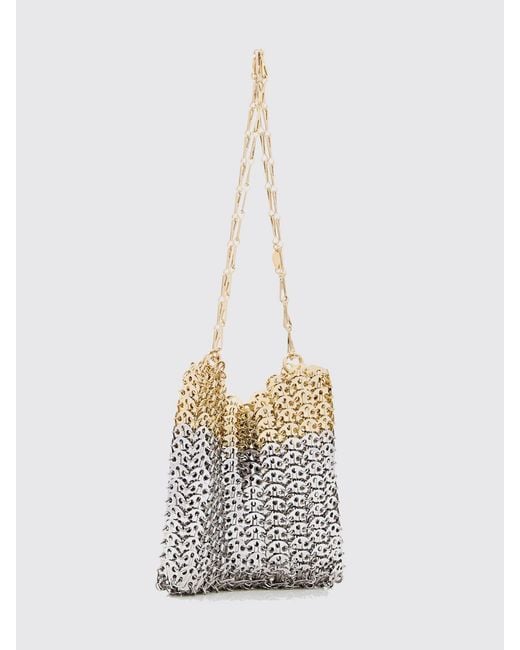 Rabanne White Iconic Skyline 1969 Bicolor Metallic Mesh Bag