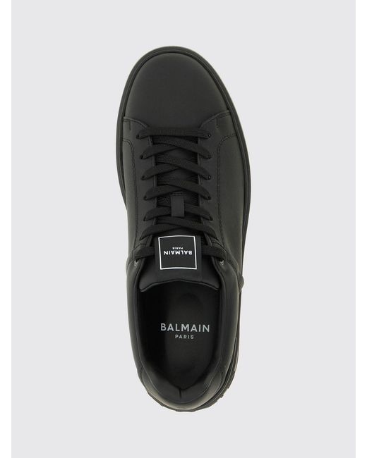 Balmain Black B-Court Bicolour Smooth Calf Leather Trainers for men