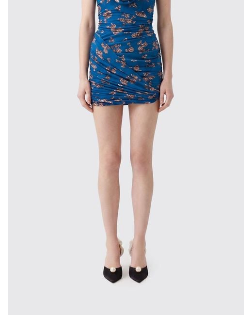 Magda Butrym Blue Mini Jersey Swimsuit With Floral Print