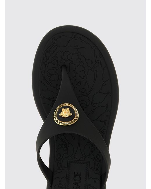 Versace Black La Medusa Rubber Flip Flops