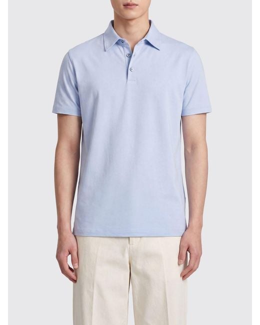 Zanone Blue Basic Cotton Polo Shirt for men