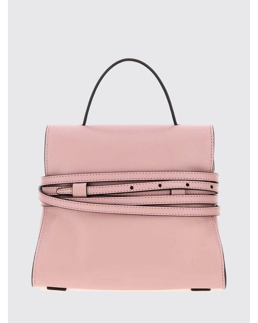Moschino Couture Pink Tie Me Leather Mini Handbag With Shoulder Strap