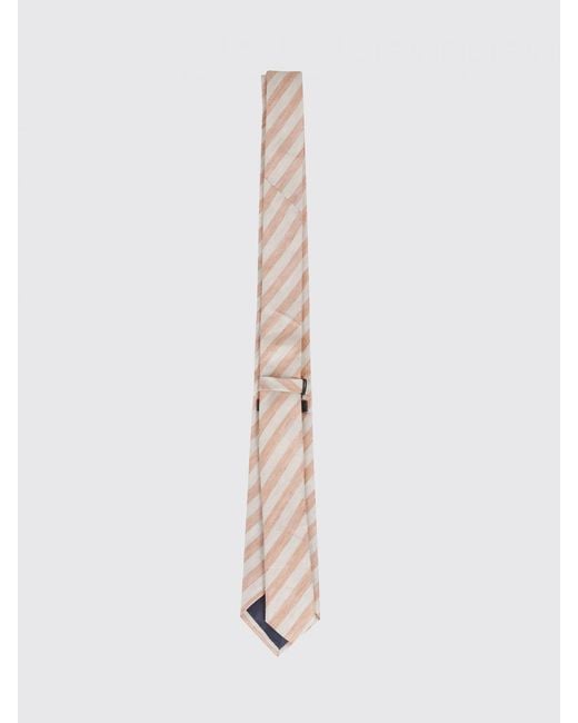 Tagliatore White Regimental Linen And Silk Tie for men