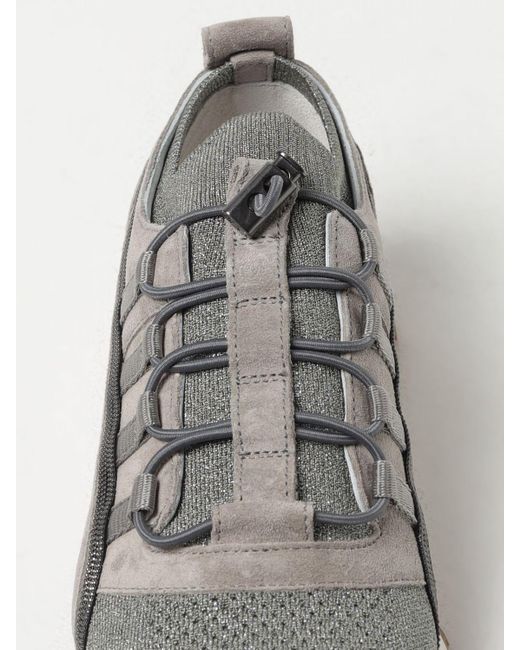 Sneakers in lurex e camoscio con monile di Brunello Cucinelli in Gray