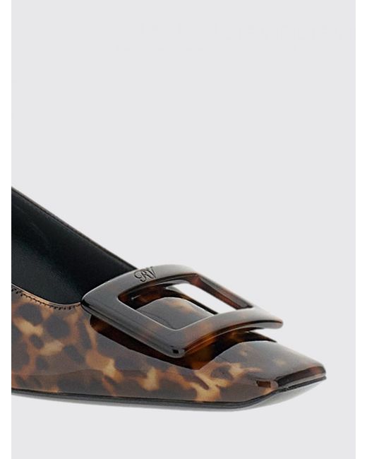 Roger Vivier Brown Belle Vivier Tortoiseshell-Buckle Patent Leather Pumps