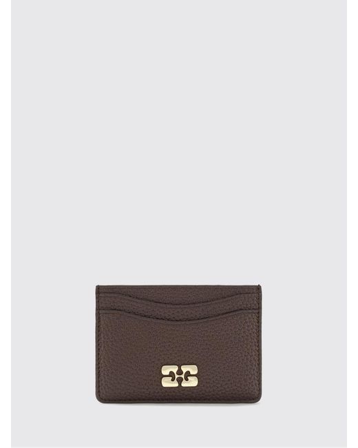 Ganni White Butterfly Logo Recycled Leather Card Holder