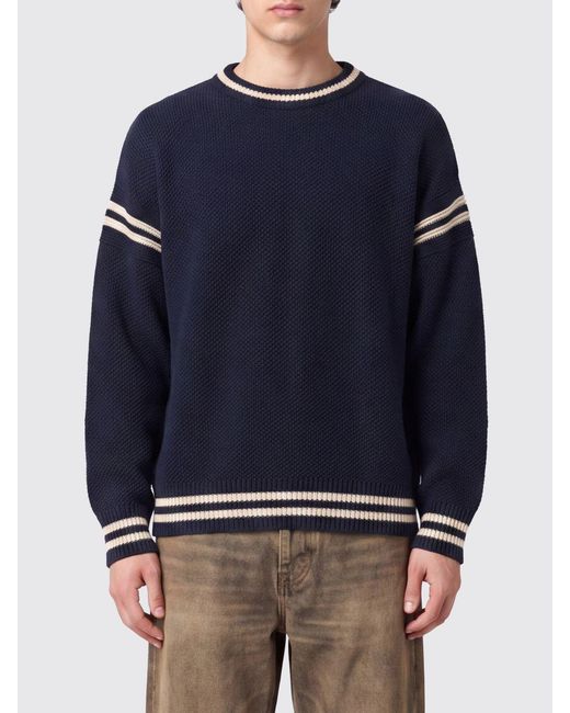 Golden Goose Deluxe Brand Blue Relaxed Fit Cotton Crewneck Sweatshirt With Contrast Back Logo for men