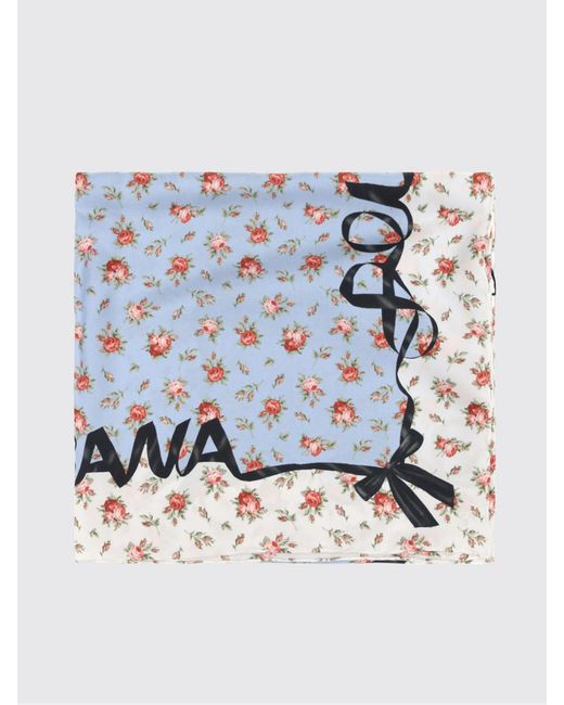Dolce & Gabbana Blue Dolce &Amp Gabbana Floral Silk Scarf