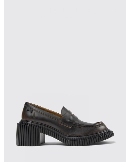 Camper Black Pix London Aged Leather Loafers