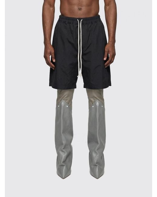 Rick Owens Black Oversized Cotton Drawstring Shorts for men