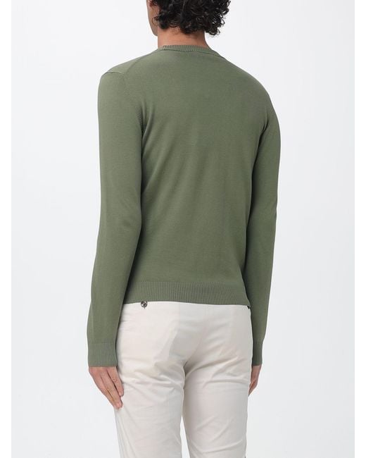 Brooksfield Green Cotton Crew Neck Sweater With Logo for men