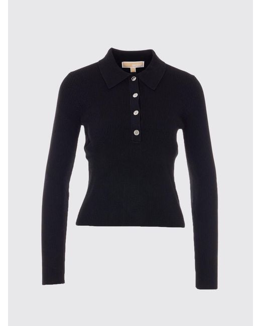 Michael Kors Black Viscose Knit Polo Shirt