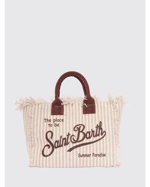 Mc2 Saint Barth Pink Colette Cotton Canvas Bag With Logo